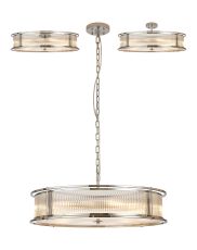 Lyon 80cm Round Flush/Semi Ceiling/Pendant Convertible, 10 x E14, Polished Chrome/Clear Glass