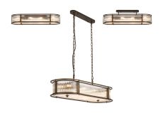 Lyon 1m x 35cm Oval Flush/Semi Ceiling/Pendant, 8 x E14, Bronze/Clear Glass