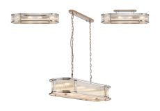 Lyon 1m x 35cm Oval Flush/Semi Ceiling/Pendant, 8 x E14, Polished Chrome/Clear Glass