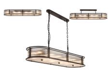 Lyon 140 x 40cm Oval Flush/Semi Ceiling/Pendant, 12 x E14, Satin Black/Clear Glass