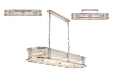 Lyon 140 x 40cm Oval Flush/Semi Ceiling/Pendant, 12 x E14, Polished Chrome/Clear Glass
