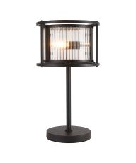 Lyon Table Lamp, 2 x E14, Satin Black/Clear Glass