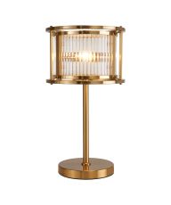 Lyon Table Lamp, 2 x E14, Brass/Clear Glass