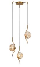 Corte 44cm Round 3 Light Spider Pendant With 160mm Glass, Brass/Amber