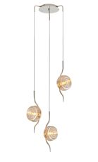 Corte 44cm Round 3 Light Spider Pendant With 160mm Glass, Polished Nickel/Amber