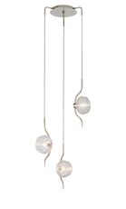Corte 44cm Round 3 Light Spider Pendant With 160mm Glass, Polished Nickel/Clear