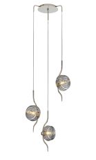 Corte 44cm Round 3 Light Spider Pendant With 160mm Glass, Polished Nickel/Smoke