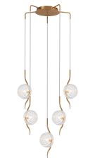 Corte 63cm Round 5 Light Spider Pendant With 160mm Glass, Brass/Clear