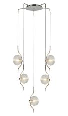 Corte 63cm Round 5 Light Spider Pendant With 160mm Glass, Polished Nickel/Clear