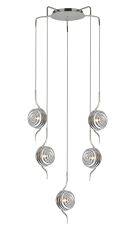 Corte 63cm Round 5 Light Spider Pendant With 160mm Glass, Polished Nickel/Smoke