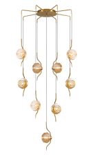 Corte 84cm Round 9 Light Spider Pendant With 160mm Glass, Brass/Amber