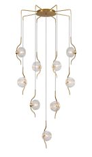 Corte 84cm Round 9 Light Spider Pendant With 160mm Glass, Brass/Clear