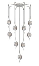 Corte 84cm Round 9 Light Spider Pendant With 160mm Glass, Polished Nickel/Smoke