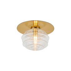 Corte 21cm Round 1 Light Flush/Wall Light With 160mm Glass, Brass/Clear
