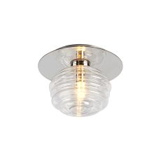 Corte 21cm Round 1 Light Flush/Wall Light With 160mm Glass, Polished Nickel/Clear