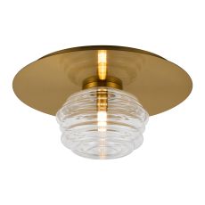 Corte 35cm Round 1 Light Flush/Wall Light With 180mm Glass, Brass/Clear