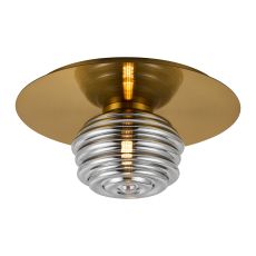 Corte 35cm Round 1 Light Flush/Wall Light With 180mm Glass, Brass/Smoke