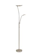 Tierra 2 Light Floor Lamp Switched, 18+6W LED, 3000K, 2300lm, Satin Nickel, 3yrs Warranty