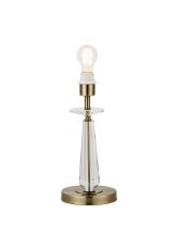 Arena 34cm Table Lamp WITHOUT SHADE, 1 Light E27, Antique Brass/Clear Crystal