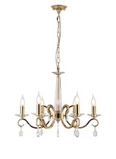 Arena 60cm Pendant WITHOUT SHADE, 6 Light E14, French Gold/Clear Crystal