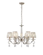 Arena 63cm Pendant, 6 Light E14, Polished Nickel/Clear Crystal Shade (A)