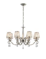 Arena 75cm Pendant, 8 Light E14, Polished Nickel/Clear Crystal Shade (A)