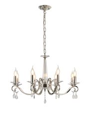 Arena 72cm Pendant WITHOUT SHADE, 8 Light E14, Polished Nickel/Clear Crystal