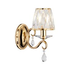 Arena Wall Lamp, 1 Light E14, French Gold/Clear Crystal Shade (A)