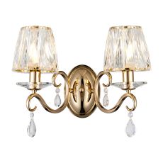 Arena Wall Lamp, 2 Light E14, French Gold/Clear Crystal Shade (A)