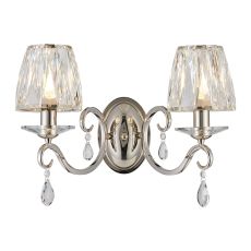 Arena Wall Lamp, 2 Light E14, Polished Nickel/Clear Crystal Shade (A)