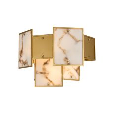 Houlte Switched Wall Light Faux Alabaster & Metal, 2 x E14, Gold/Brown