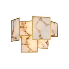 Houlte Switched Wall Light Faux Alabaster, 2 x E14, Gold/Brown