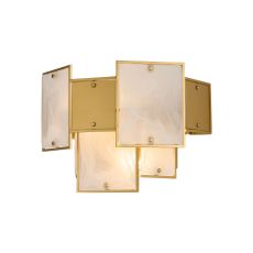 Houlte Switched Wall Light White Alabaster Glass & Metal, 2 x E14, Gold/White Frosted