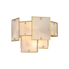 Houlte Switched Wall Light White Alabaster Glass, 2 x E14, Gold/White Frosted