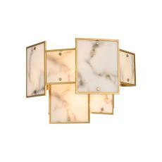 Houlte Switched Wall Light Faux Alabaster, 2 x E14, Gold/Grey