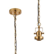 Rina 12cm Single Pendant (FRAME ONLY), 1 Light Adjustable E27, Brass