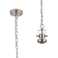 Rina 12cm Single Pendant (FRAME ONLY), 1 Light Adjustable E27, Satin Nickel