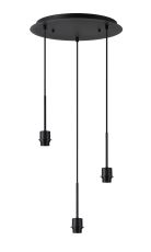 Carrie 40cm Satin Black 3 Light Round E27 Universal Pendant (FRAME ONLY), Suitable For A Vast Selection Of Shades