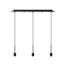 Carrie Satin Black 3 Light Linear E27 Universal Pendant (FRAME ONLY), Suitable For A Vast Selection Of Shades