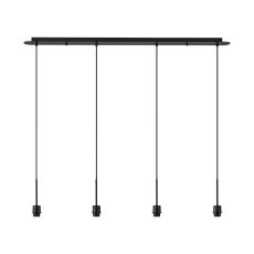 Carrie Satin Black 4 Light Linear E27 Universal Pendant (FRAME ONLY), Suitable For A Vast Selection Of Shades