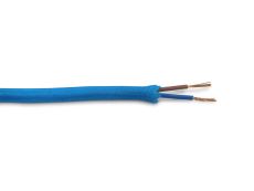 Cavo 1m Blue Braided 2 Core 0.75mm Cable VDE Approved (qty ordered will be supplied as one continuous length)