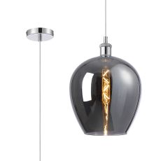 Cawdor Single Pendant, 1 Light E27, Polished Chrome/White/Chrome Wine Glass