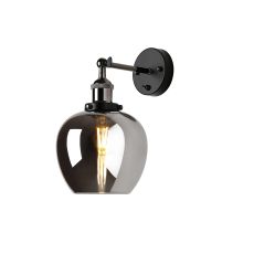 Cawdor Wall Light, 1 Light E27, Black Chrome/Black/Chrome Wine Glass