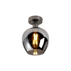 Cawdor Flush Fitting, 1 Light E27, Black Chrome/Chrome Wine Glass