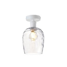 Cawdor Flush Fitting, 1 Light E27, Matt White/Clear Wine Glass