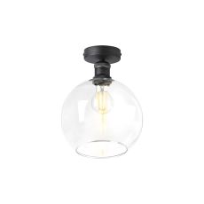 Cawdor Flush Fitting, 1 Light E27, Pewter/Dark Grey/Clear Globe Glass