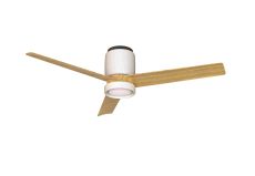 Ceramica M 1.2m 20W LED Dimmable Ceiling Light With Built-In 32W DC Fan, 3000-5000K Remote Control, 3600lm, White Ceramic/Wood, 5yrs Warranty
