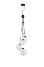 Monza 27cm Pendant, 5 x G9, Satin Black, Iridescent Plated Glass