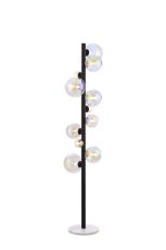 Monza Floor Lamp, 11 x G9, Satin Black, Iridescent Plated Glass