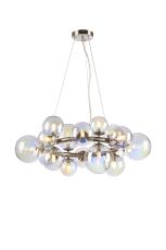 Monza 70cm Circular Pendant, 16 x G9, Satin Nickel, Iridescent Plated Glass